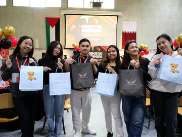 UCQ students with their bag of goodies